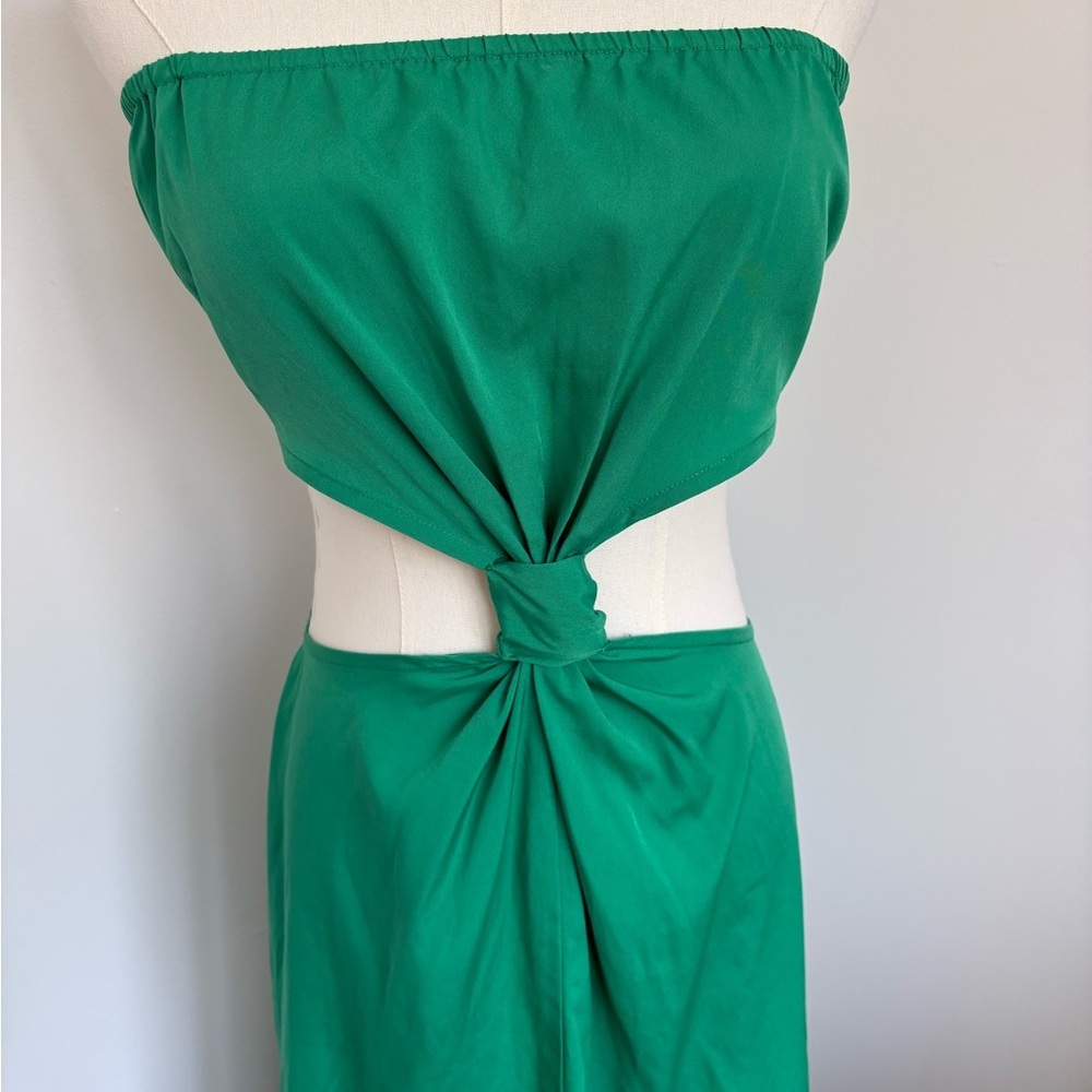 ASOS Green Ruched Cut Out Halter Gown - Picture 5 of 7